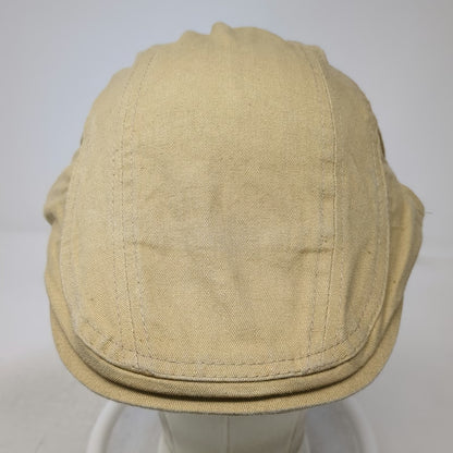 Newsboy Cap Beige One Size Side Buckles Slideback Cotton Panelled Driving Hat