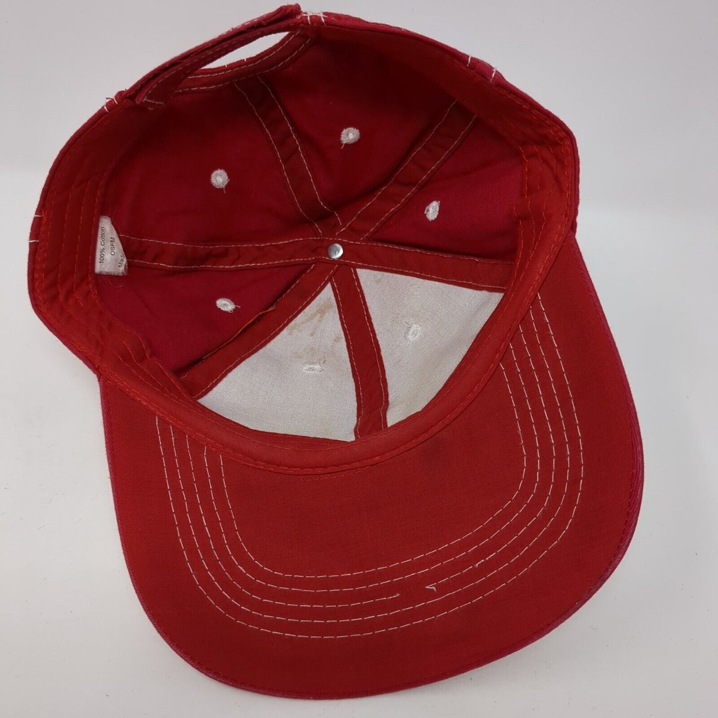 Unbranded Strapback Hat Red One Size Adjustable Vented Holes 6 Panel Blank