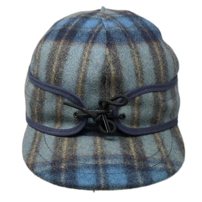 Stormy Kromer Baseball Cap Blue Plaid 7 1/8 Wool Ear Flaps USA Fitted Nylon Hat