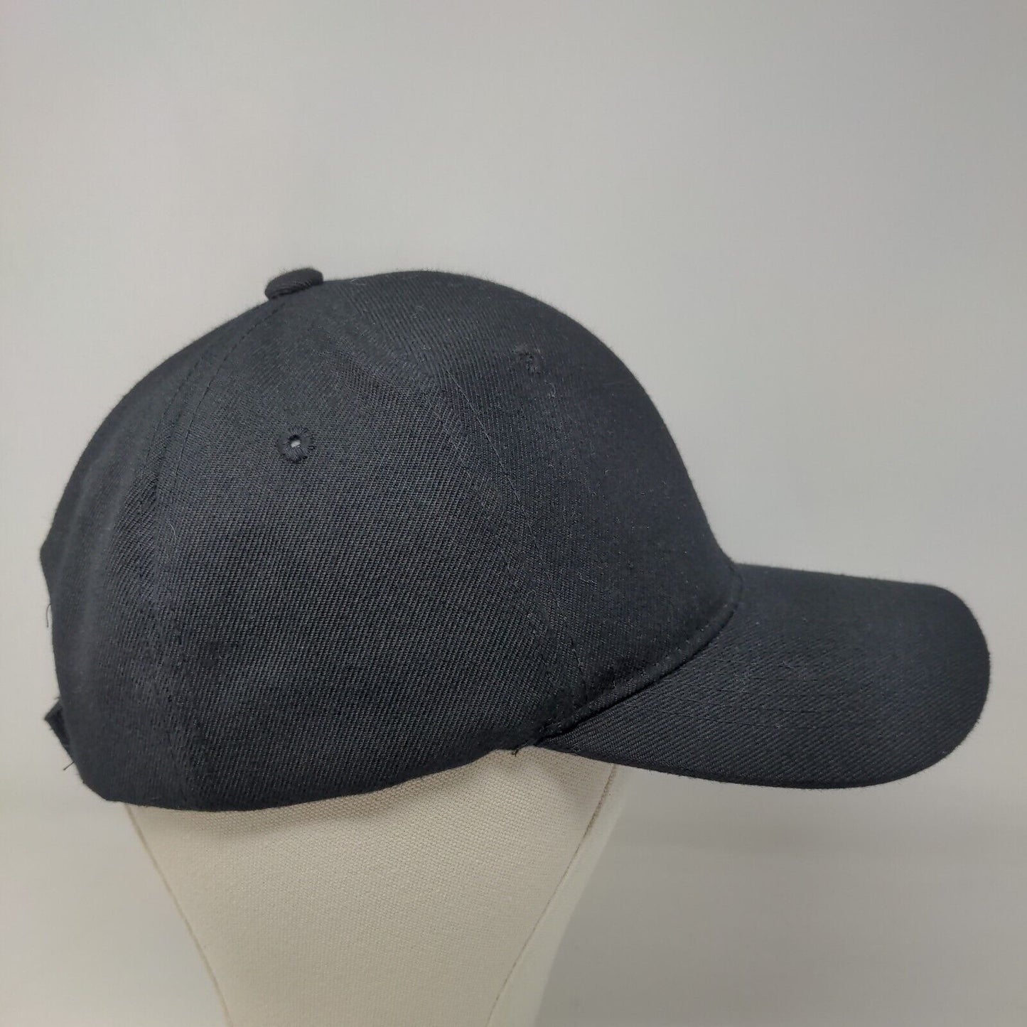 Top Level Men's Strapback Hat Black Adjustable Blank 100% Polyester