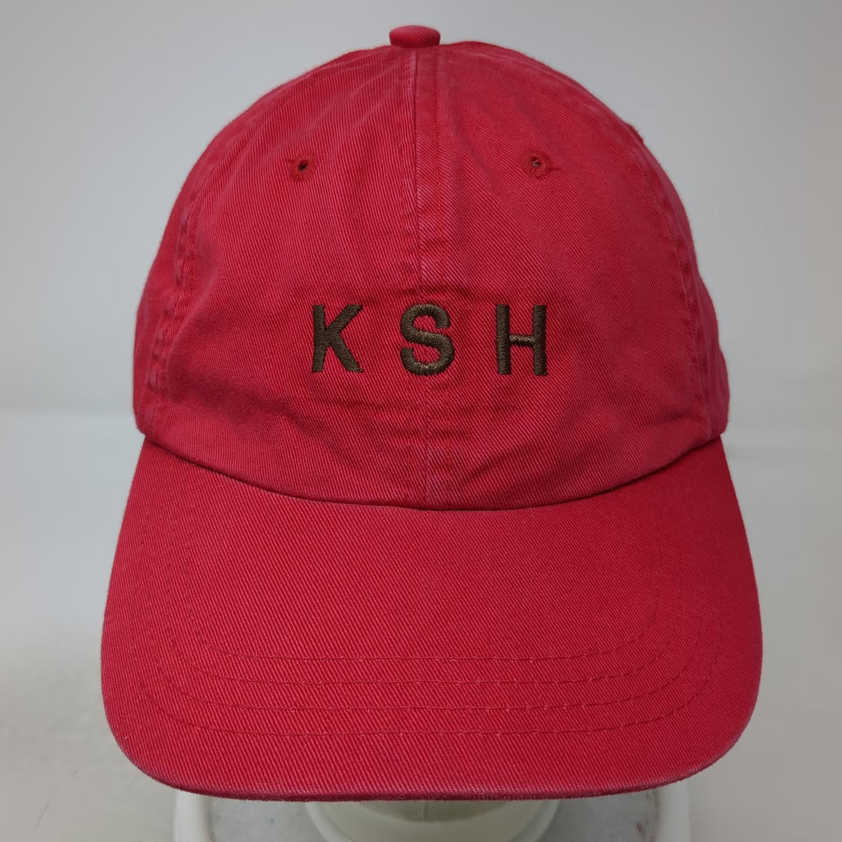 McNeal Baseball Cap Red One Size KSH Embroidered Leather Strapback Cotton Hat