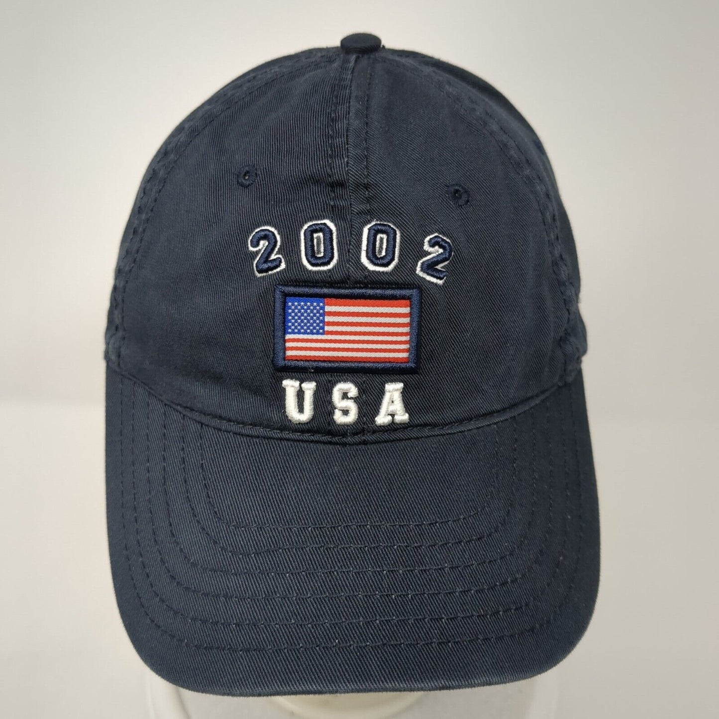 2002 USA Slideback Hat Blue OS Adjustable Embroidered Patriotic Arizona Jean Co