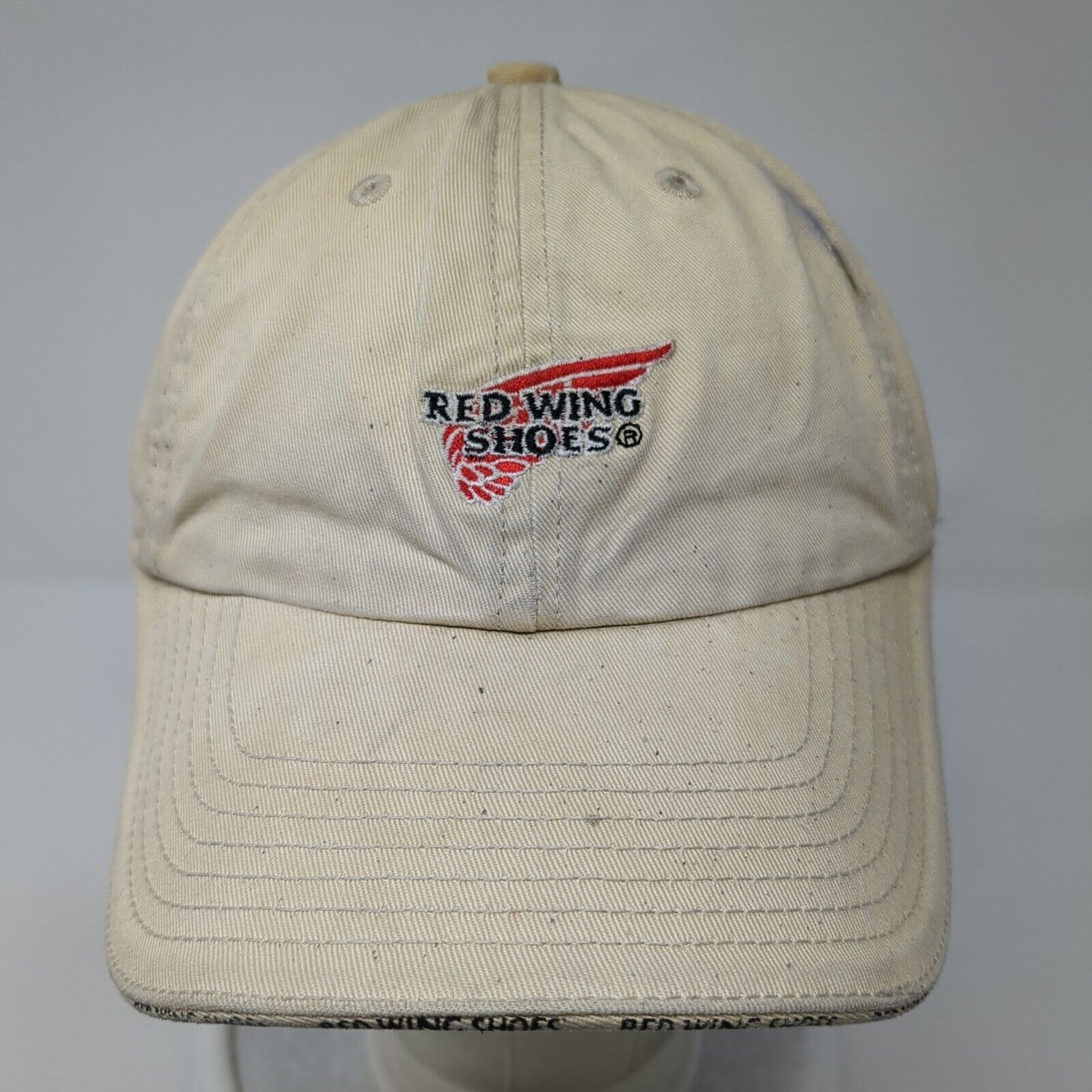 Red Wing Shoes Strapback Hat Tan One Size Adjustable Embroidered 6 Panel Cotton