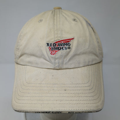 Red Wing Shoes Strapback Hat Tan One Size Adjustable Embroidered 6 Panel Cotton