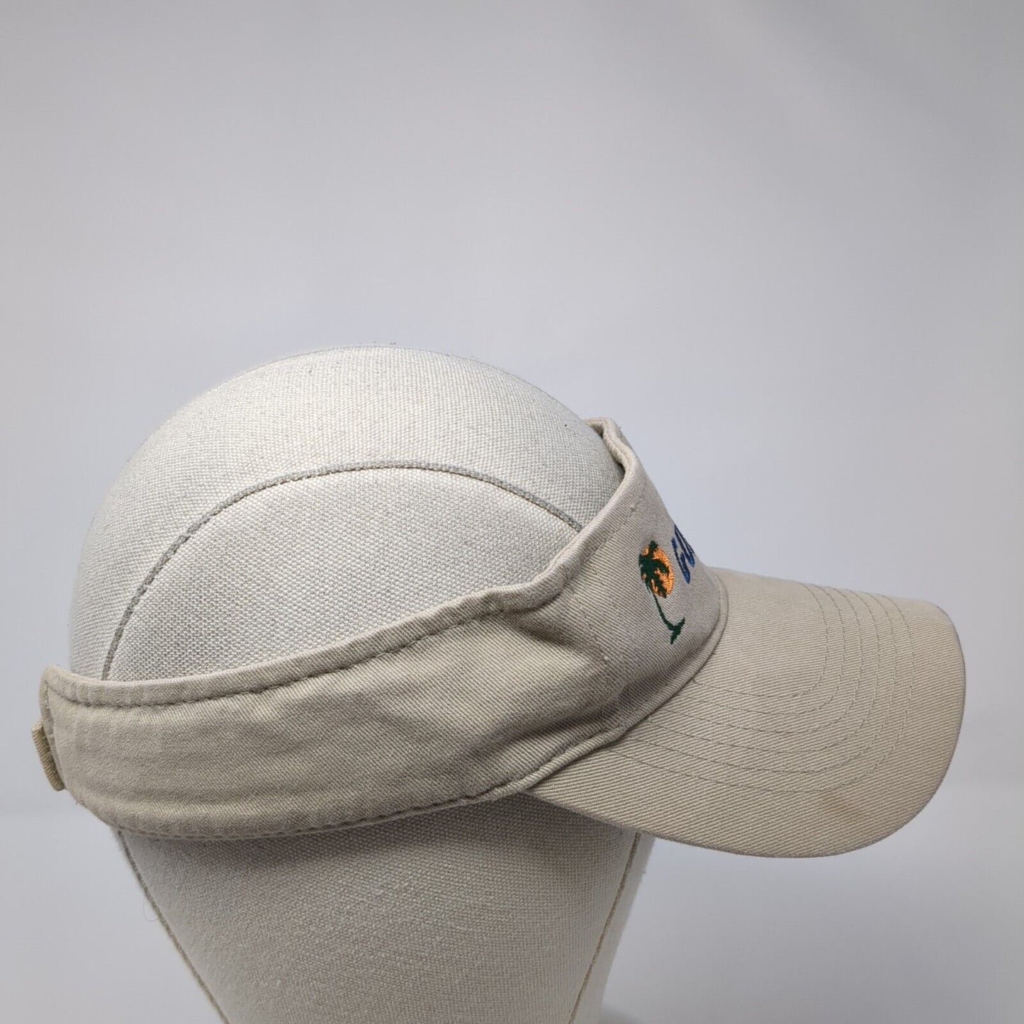 Gulf Shores Strapback Sun Visor Hat Tan One Size Adjustable Embroidered Jhats
