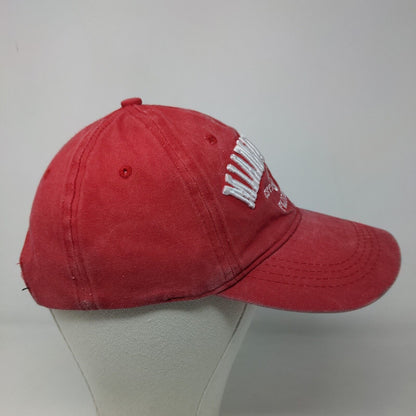 Lucky 7 USA Men's Strapback Hat Red Adjustable Embroidered Miami Beach Logo