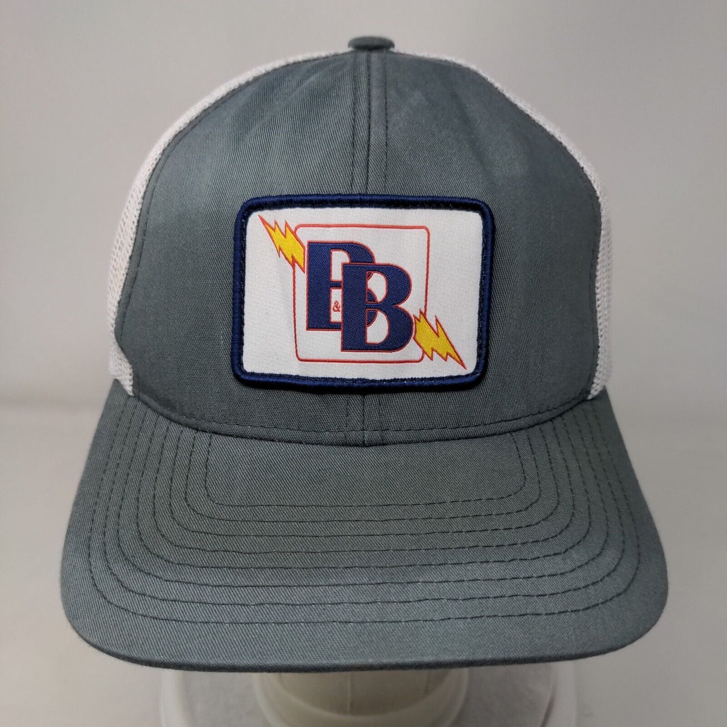 B&B Patch Snapback Mesh Back Trucker Hat Gray One Size Colorblock