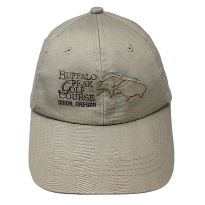 Headliner Snapback Hat Beige One Size Buffalo Peak Golf Course Union Oregon Logo