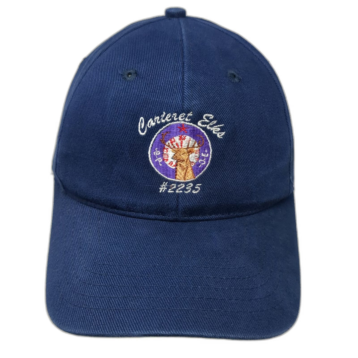 Cotton Deluxe Blue Baseball Cap OSFM Carteret Elks Lodge 2235 BPOE Slideback Hat