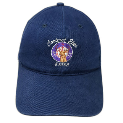 Cotton Deluxe Blue Baseball Cap OSFM Carteret Elks Lodge 2235 BPOE Slideback Hat