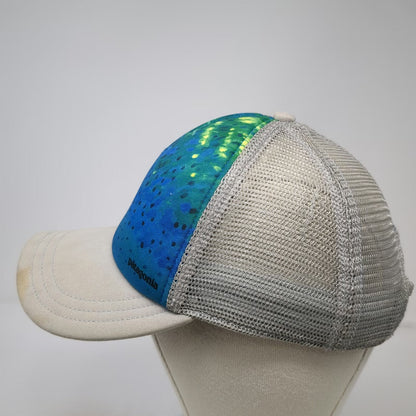 Patagonia Blue Trucker Hat One Size Mesh Snapback Fish Skin Graphic Pattern