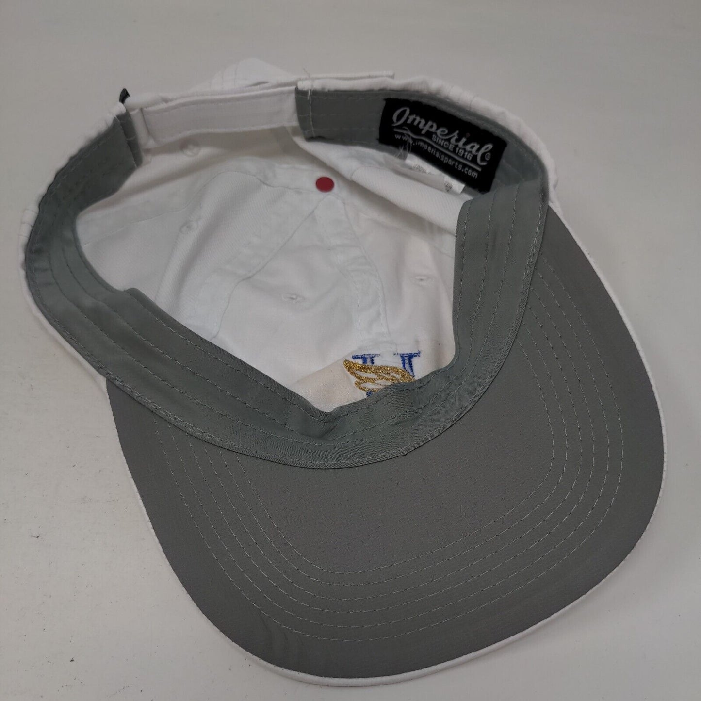 Imperial Strapback Hat White OSFA Adjustable Embroidered Vented Holes