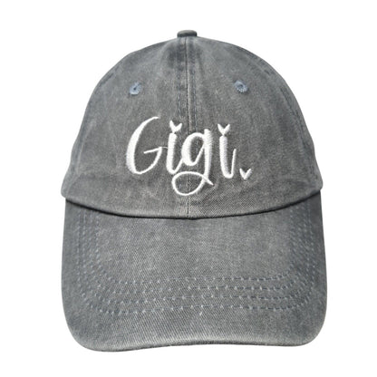 Gigi Slideback Hat Gray One Size Adjustable Embroidered Vented Holes 6 Panel