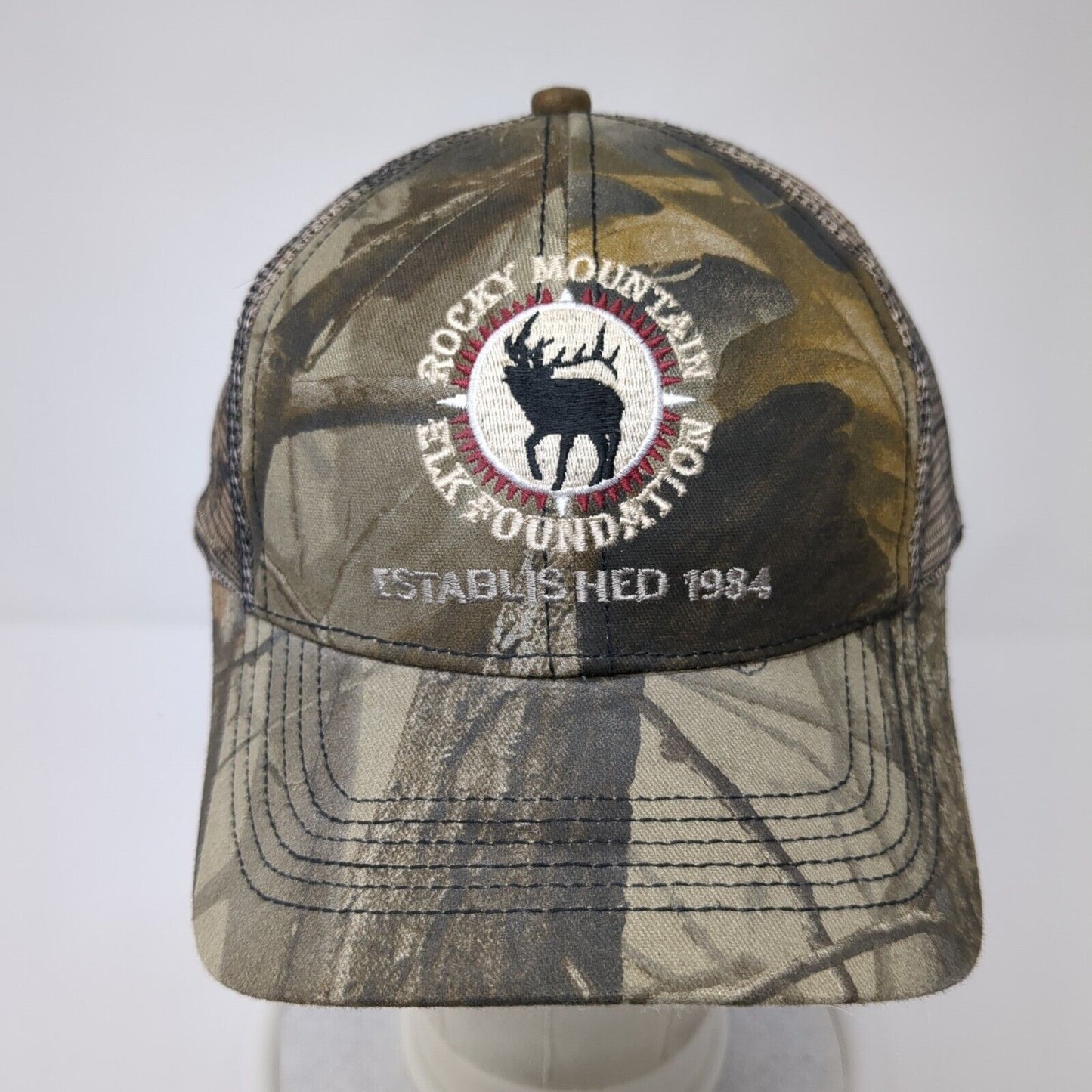 Rocky Mountain Elk Foundation Trucker Hat Camo One Size Mesh Back