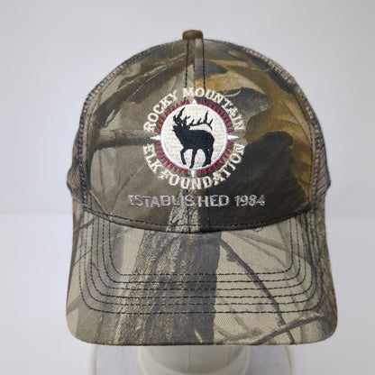 Rocky Mountain Elk Foundation Trucker Hat Camo One Size Mesh Back