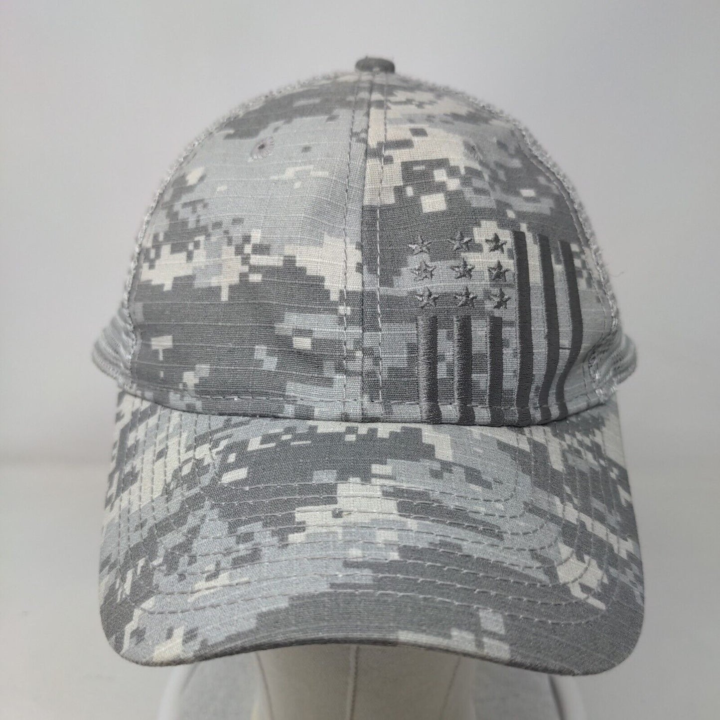 USA Flag Embroidered Snapback Trucker Hat Camouflage OS Patriotic Mesh Back