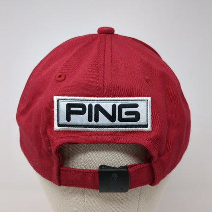 PING G5 Slideback Golf Hat Red One Size Adjustable Embroidered 6 Panel Cotton