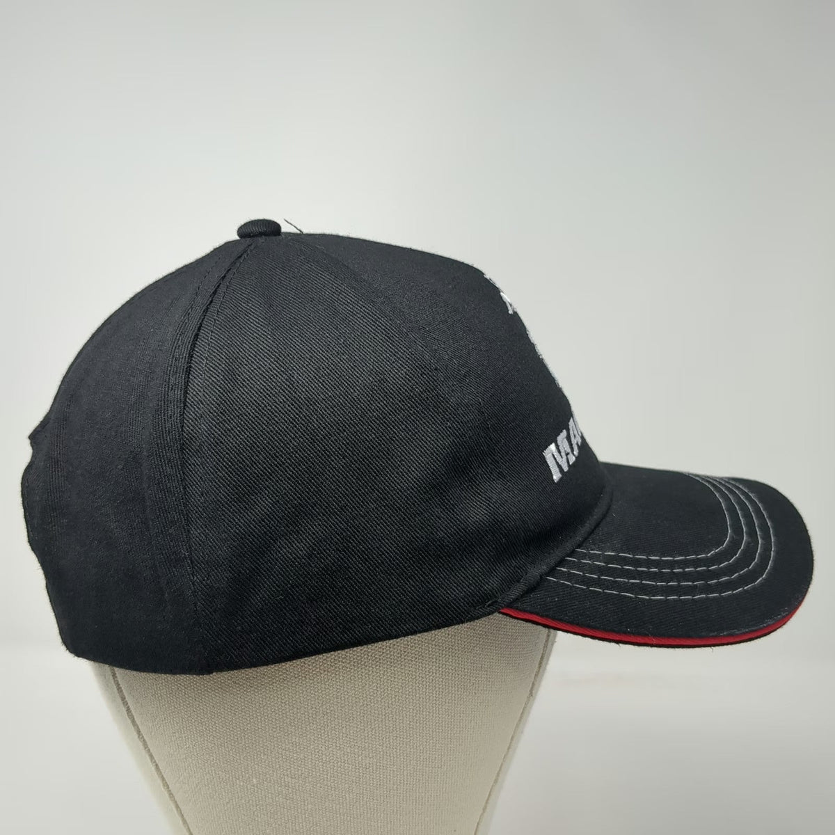 Snapback Black Hat One Size US Marines Made In USA Red Sandwich Brim Gray Stitch