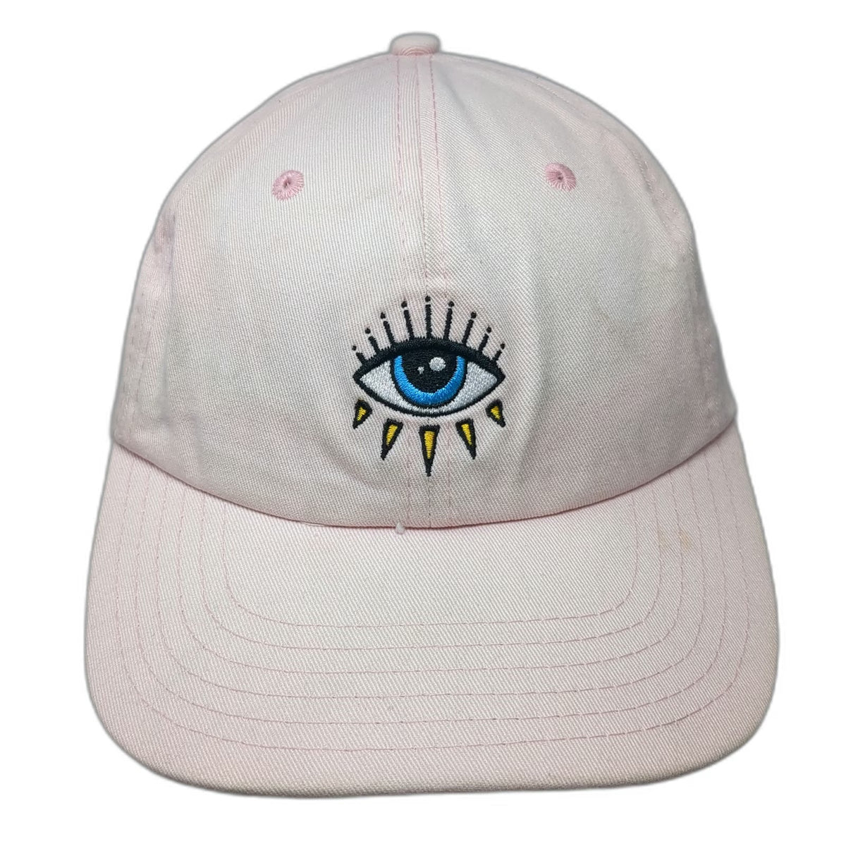 Empyre Baseball Cap Pink One Size Embroidered Eye Graphic Slideback Cotton Hat