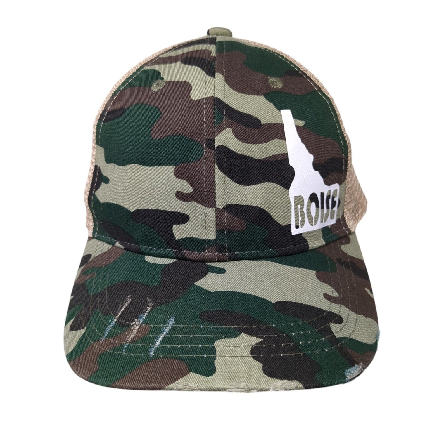 Boise ID Snapback Trucker Hat Camouflage One Size Mesh Back Adjustable