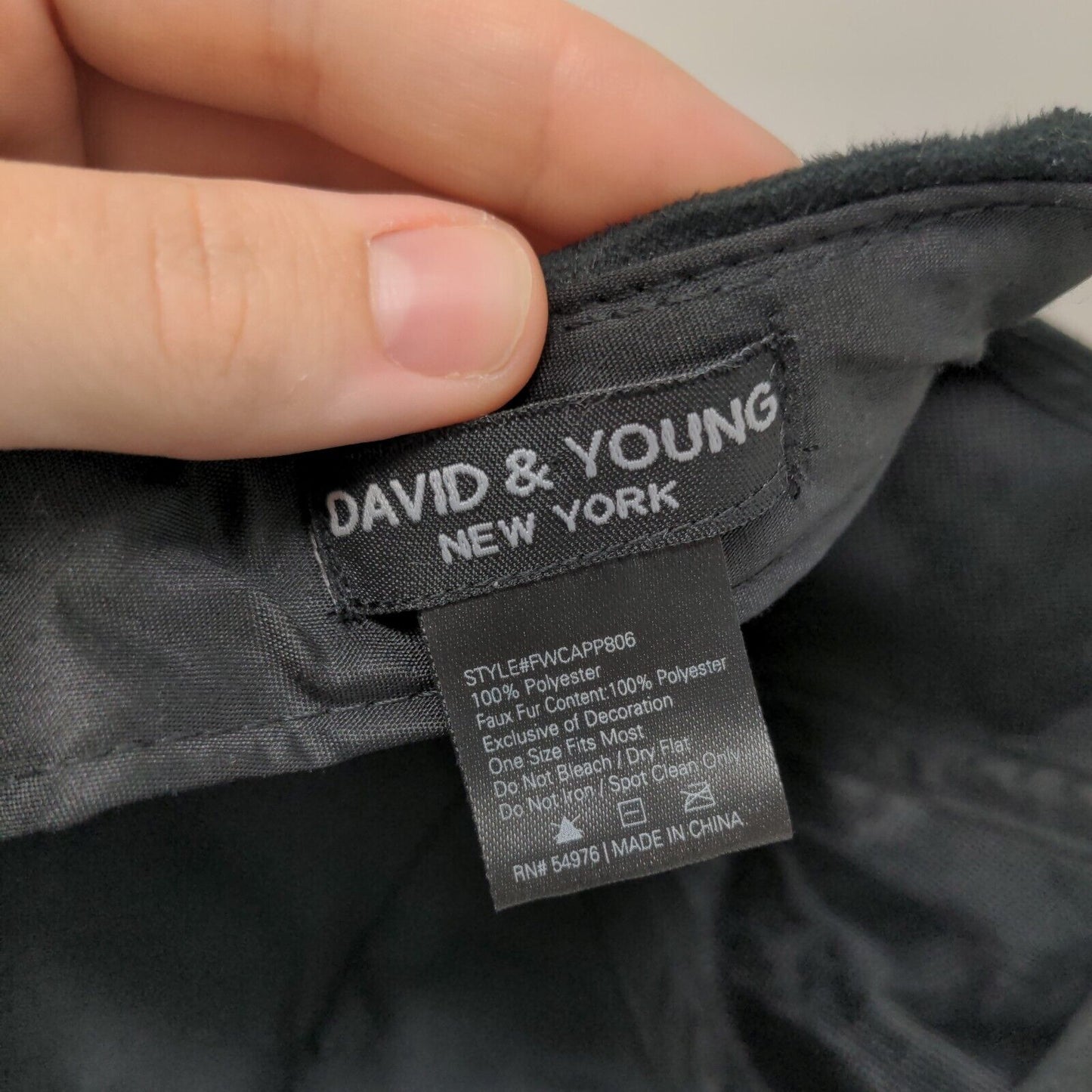 David & Young New York Strapback Hat Black OSFM Adjustable Faux Fur Blank