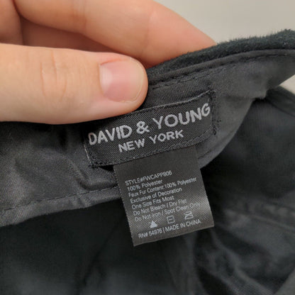 David & Young New York Strapback Hat Black OSFM Adjustable Faux Fur Blank