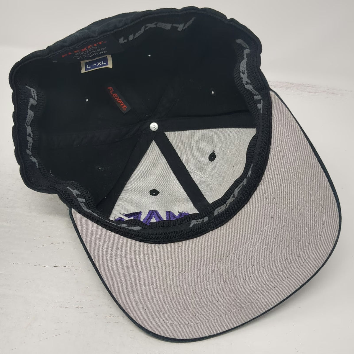 Mac Tools Baseball Cap Black XL Flexfit Hat Purple Embroidered Logo Mechanic