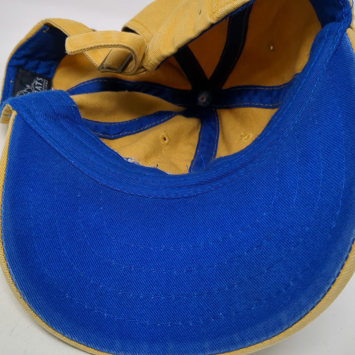 J HATS Baseball Cap Yellow One Size Distressed Depoe Bay Embroidered Slideback