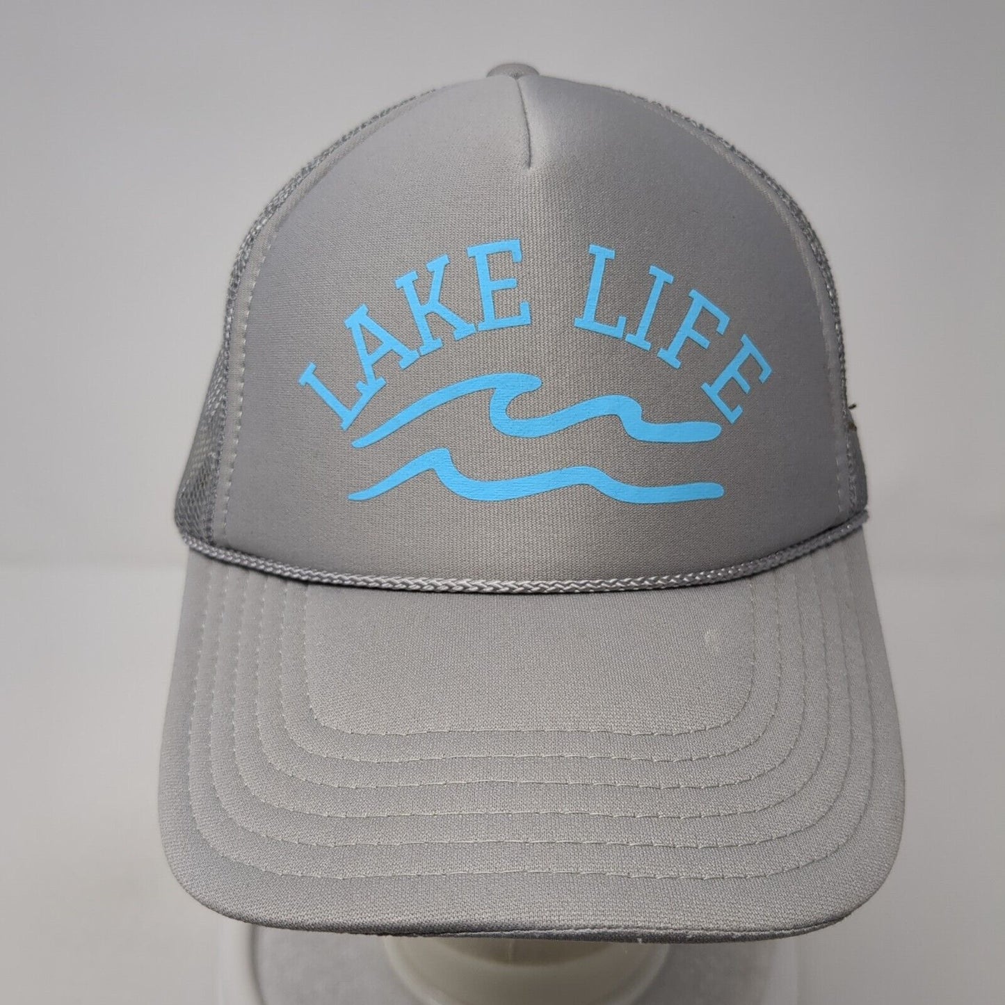 Lake Life Snapback Mesh Back Rope Trucker Hat Gray One Size Solid Otto
