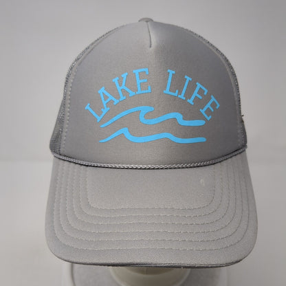 Lake Life Snapback Mesh Back Rope Trucker Hat Gray One Size Solid Otto