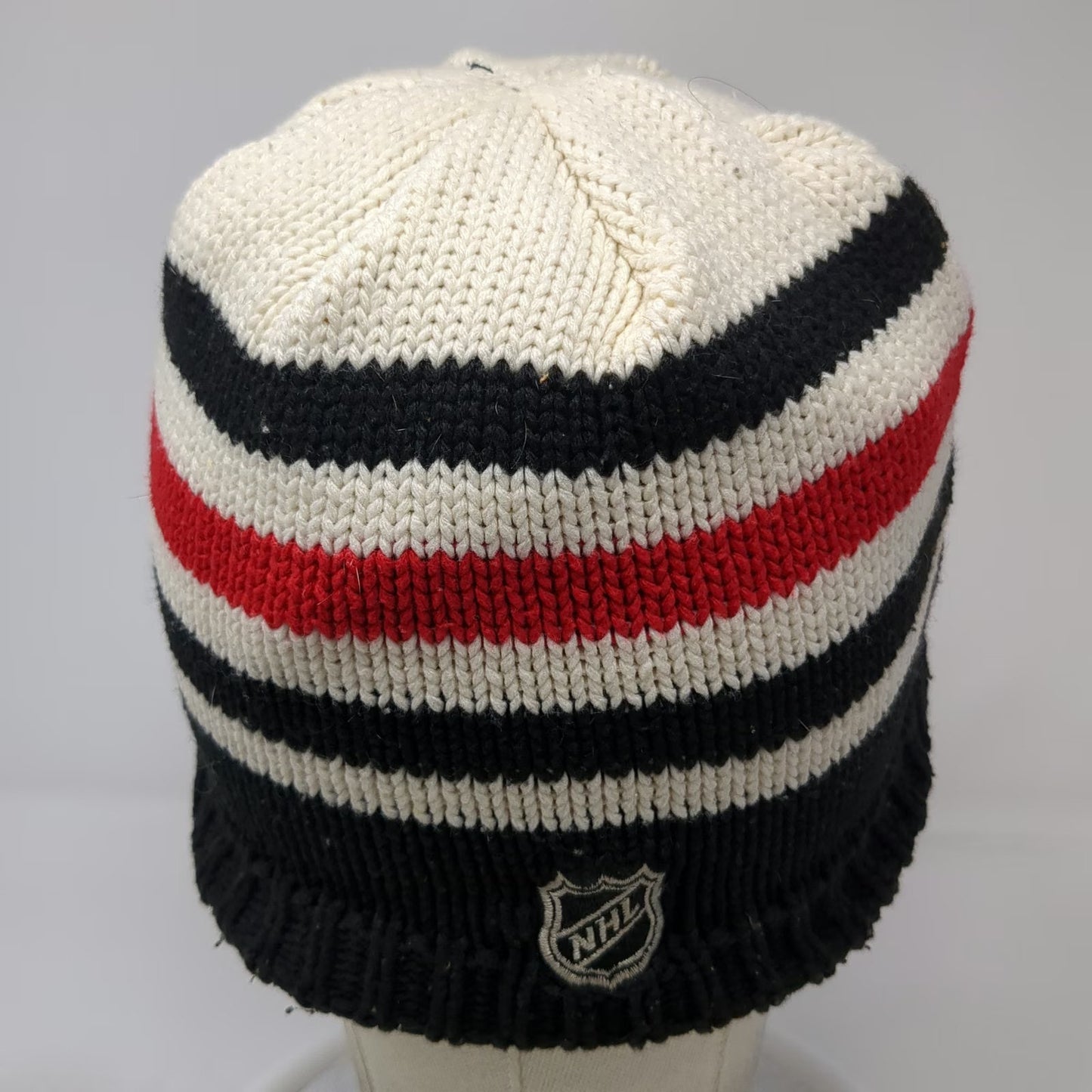Chicago Blackhawks NHL Reebok Beanie Black White Red One Size Fleece Lined Hat