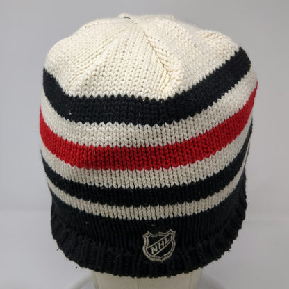 Chicago Blackhawks NHL Reebok Beanie Black White Red One Size Fleece Lined Hat