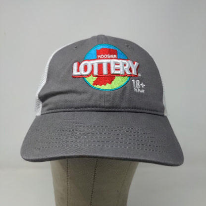 Cap America Men's Strapback Mesh Back Hat Gray White Hoosier Lottery Embroidered