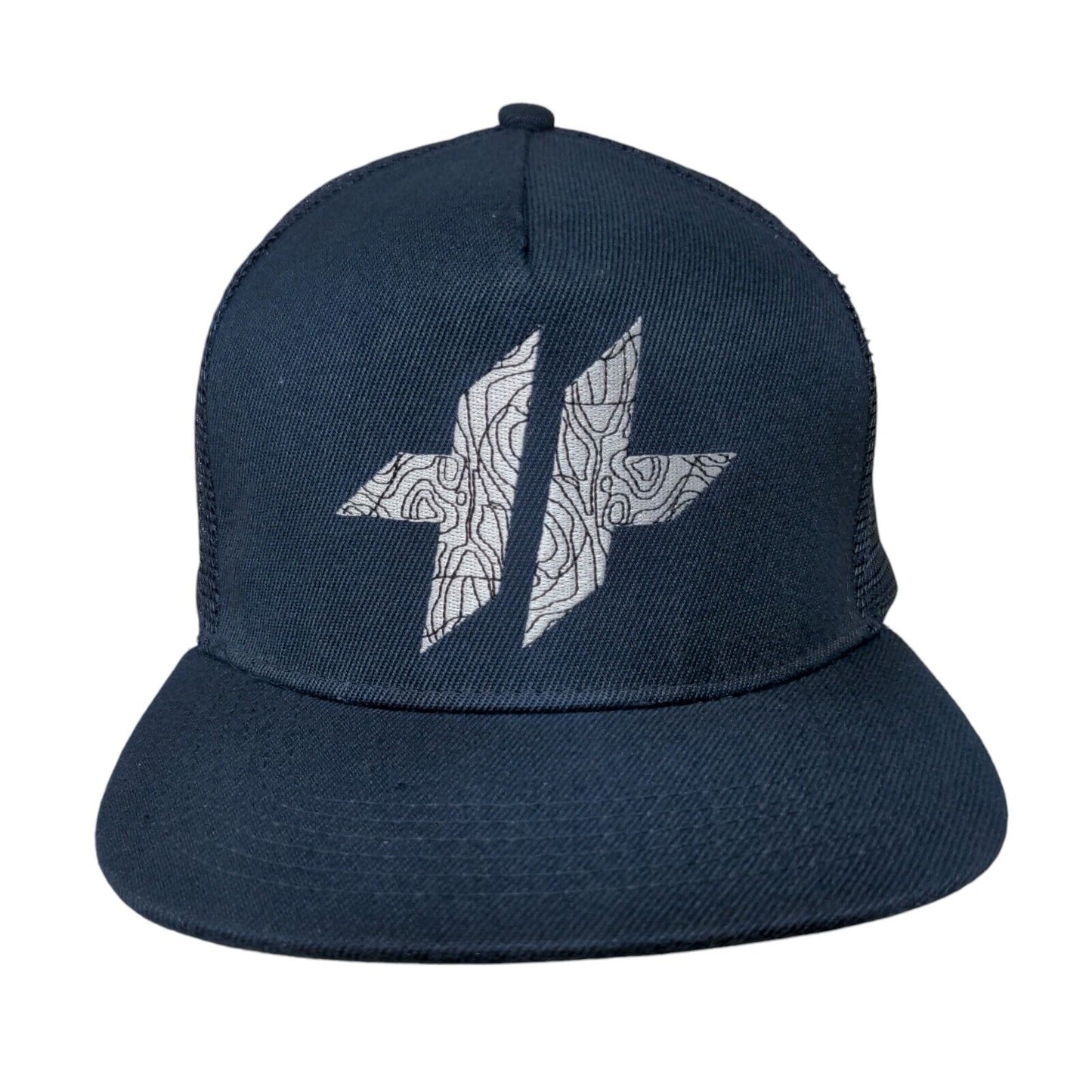 Hyperthreads Snapback Mesh Back Trucker Hat Blue One Size Embroidered