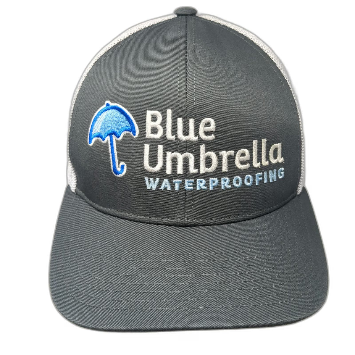 Pacific Headwear Trucker Hat Gray White OSFM Blue Umbrella Waterproofing Mesh