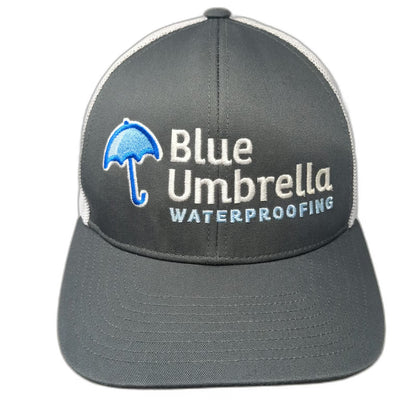 Pacific Headwear Trucker Hat Gray White OSFM Blue Umbrella Waterproofing Mesh