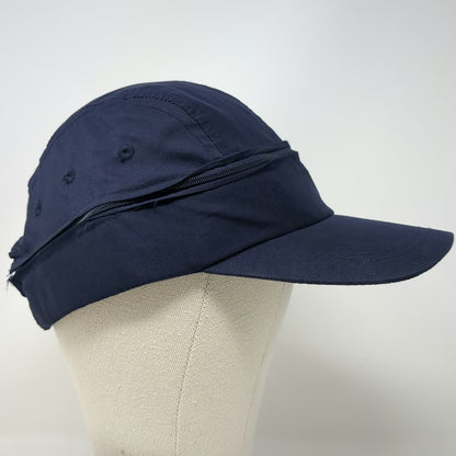 Blue Baseball Cap One Size Zip Off Convertible Visor Strapback Plain Solid Hat