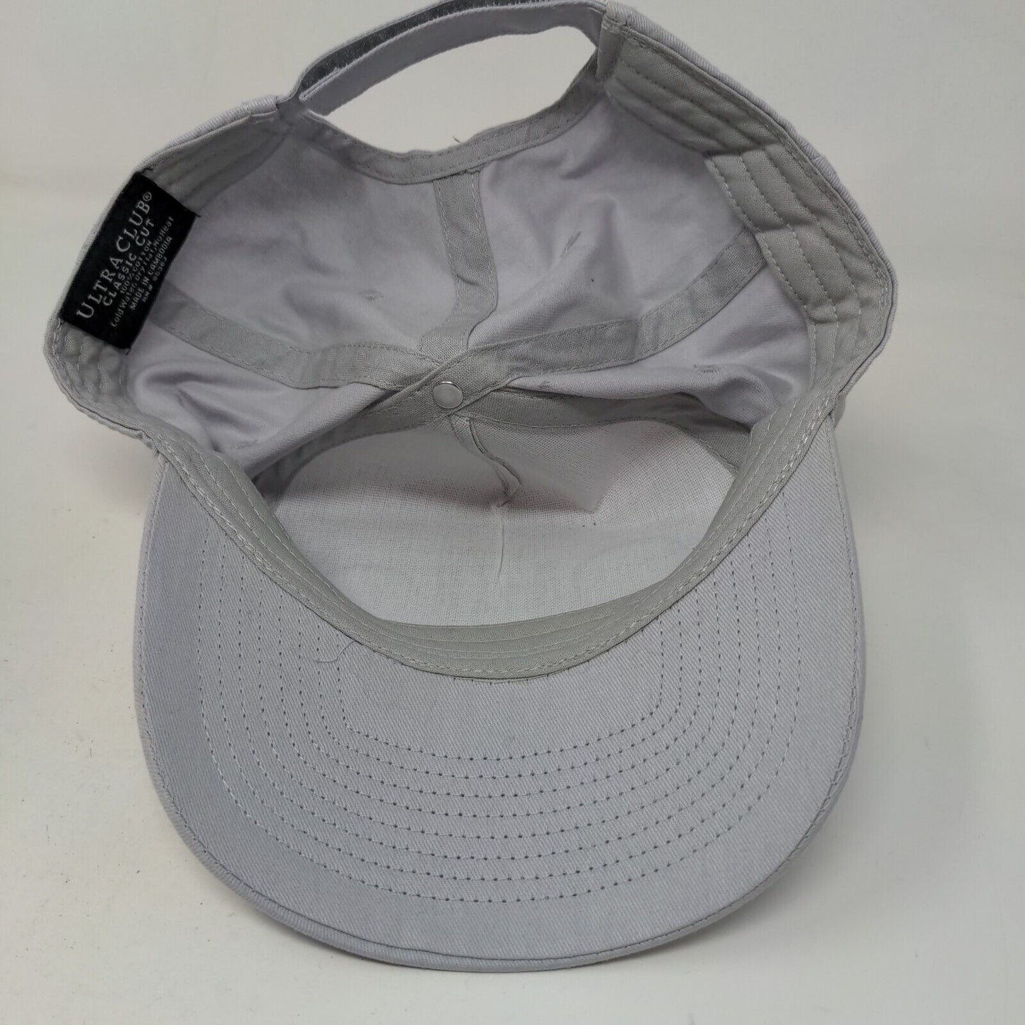 Ultra Club Men's Strapback Hat Gray Graphic Logo Team Ohio Pink Door Logo Cotton
