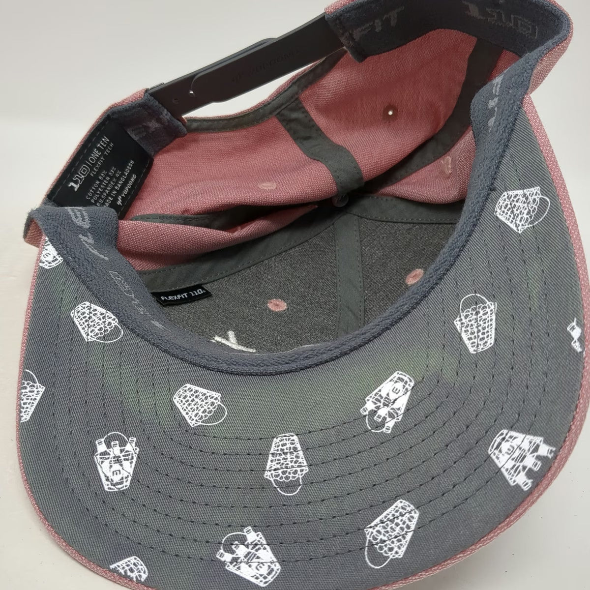 TravisMathew Snapback Hat Pink One Size Buckets Golf Pattern Undervisor Flexfit