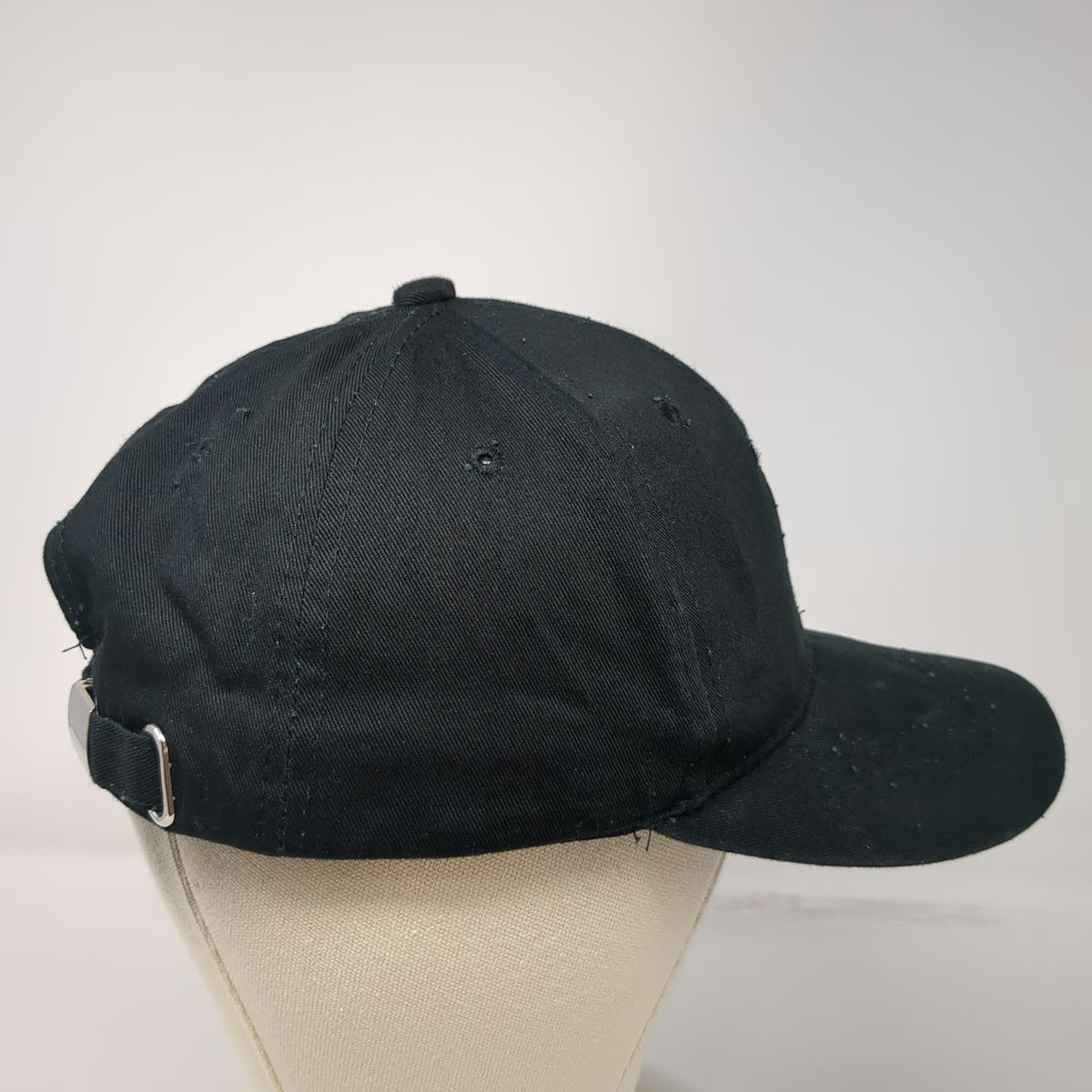 Black Baseball Cap One Size Metal Ring Piercings Distressed Embroidery Hat Punk