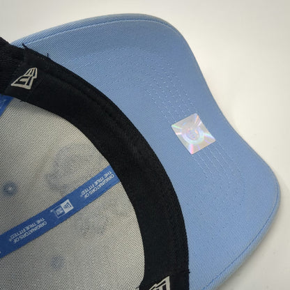 New Era Baseball Cap Blue White M UNC Tar Heels Logo Mesh Back Stretch Fit Hat