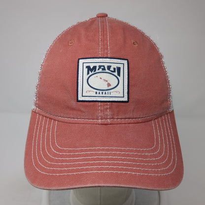 Maui Hawaii Patch Strapback Trucker Hat Red One Size Mesh Back Ahead