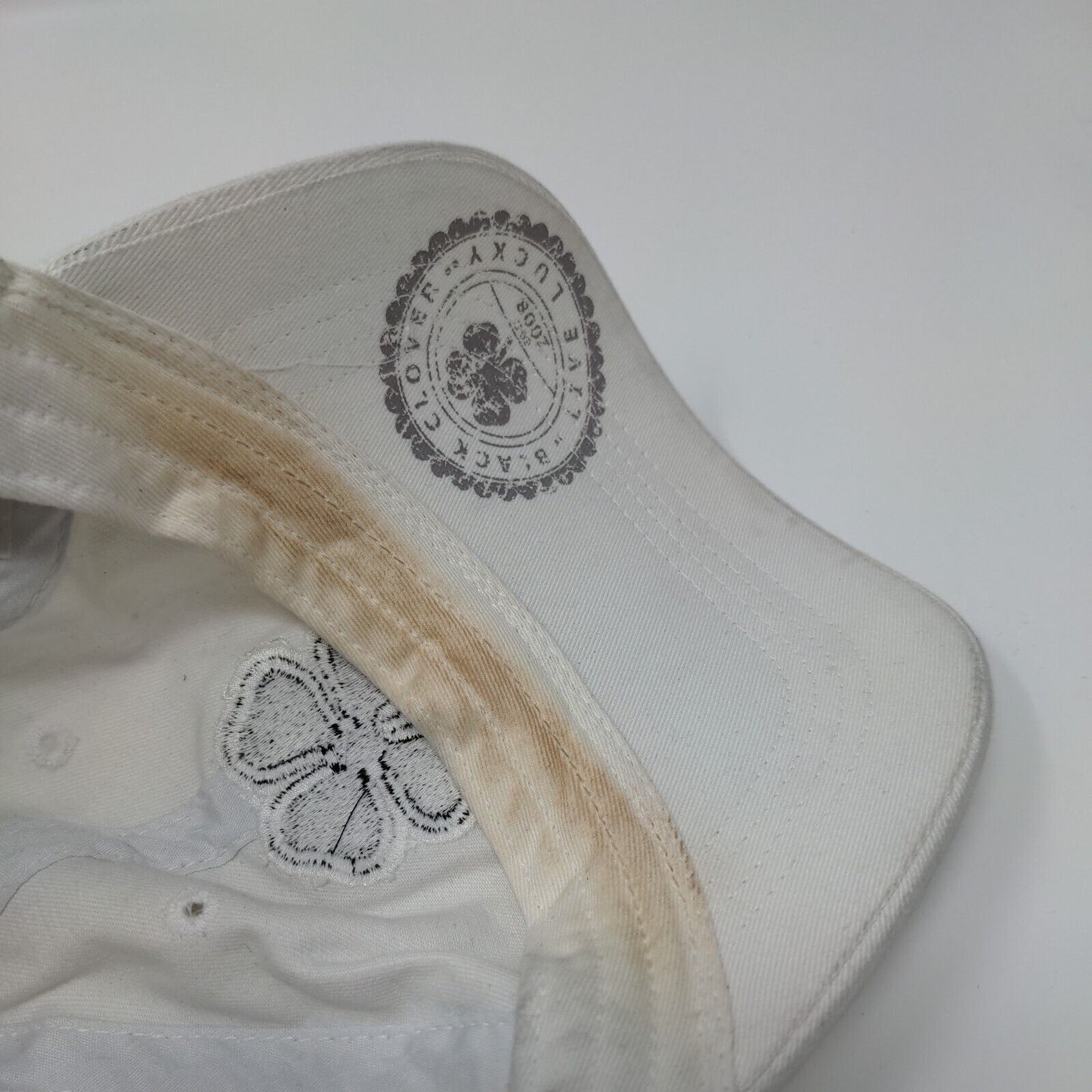 Live Lucky The Madison Club Slideback Hat White OSFA Adjustable Black Clover