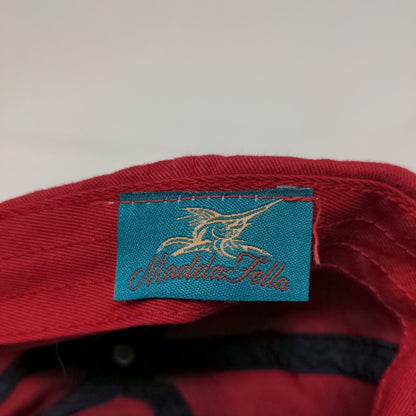 Madda Fella Slideback Hat Red Adjustable Embroidered Fish Logo