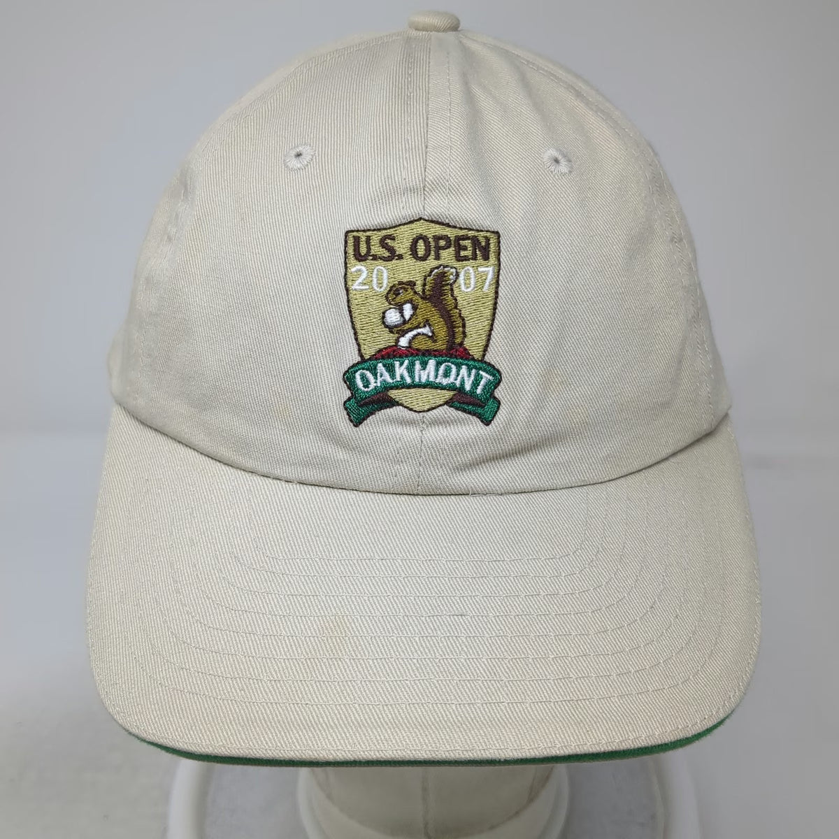 USGA Baseball Cap Beige One Size 2007 US Open Oakmont Member Squirrel Golf Hat