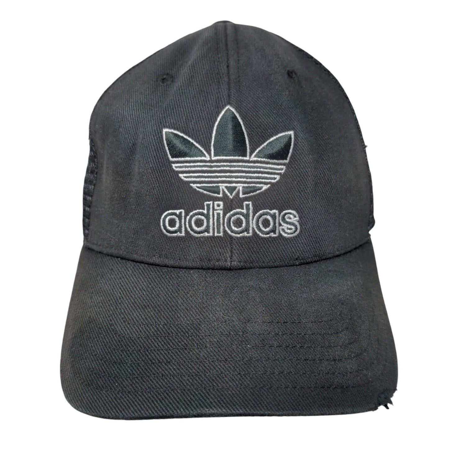Adidas Trefoil Snapback Mesh Back Trucker Hat Black One Size 6 Panel