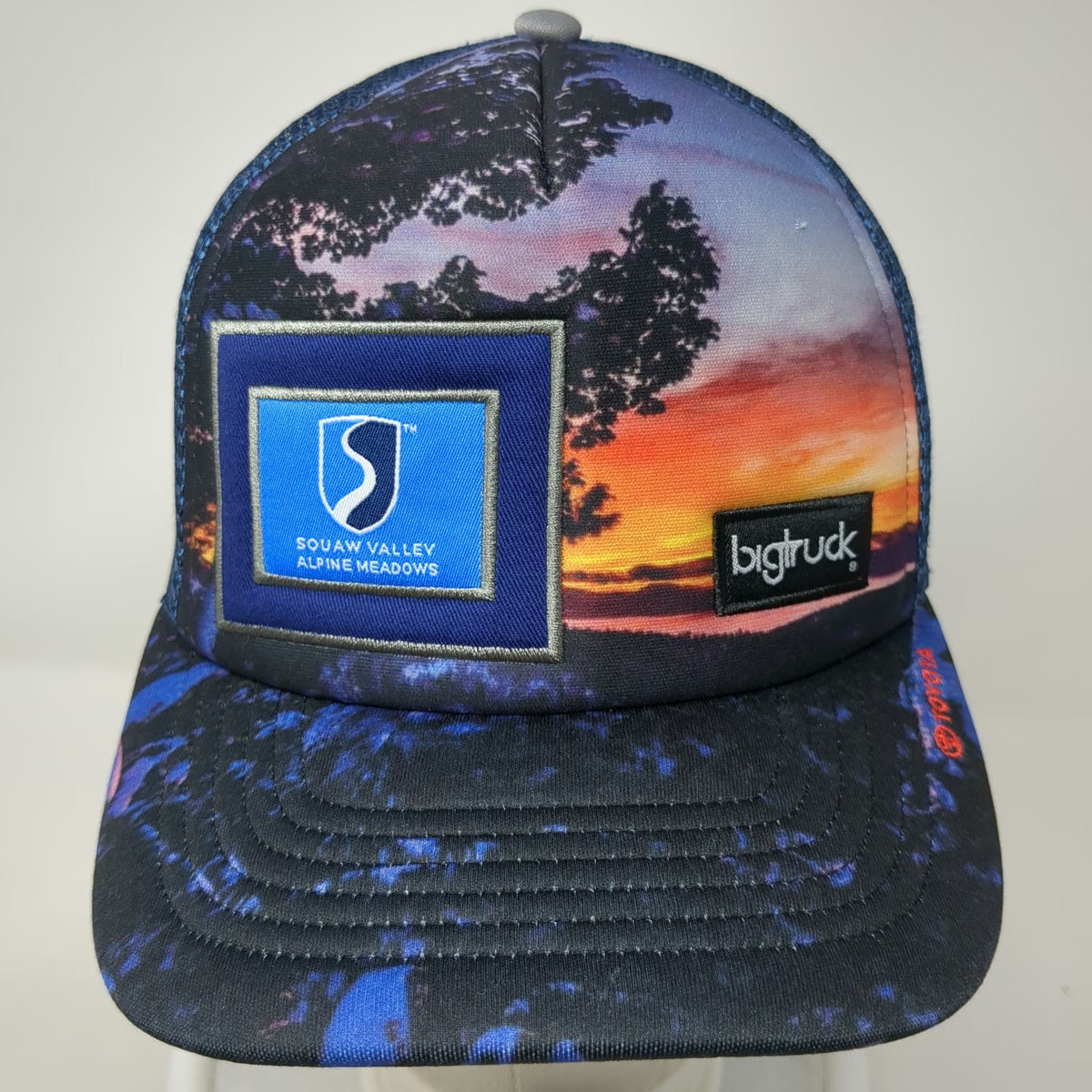 Bigtruck Trucker Hat Blue Orange One Size Squaw Valley Alpine Meadows Sunset