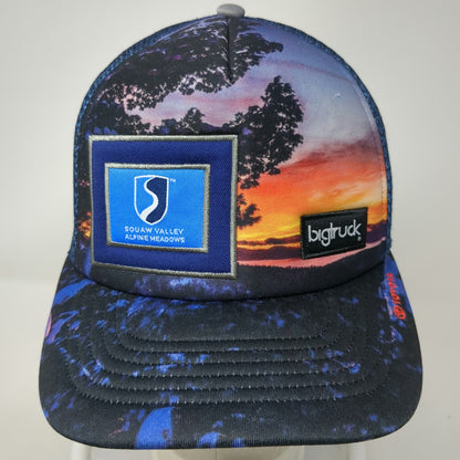 Bigtruck Trucker Hat Blue Orange One Size Squaw Valley Alpine Meadows Sunset