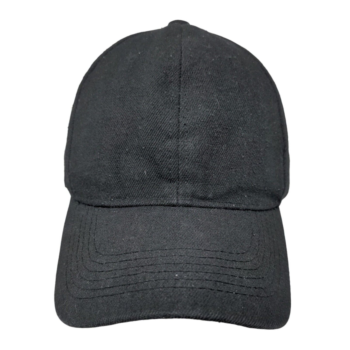 Unbranded Strapback Hat Black One Size Adjustable 6 Panel Vent Holes Blank
