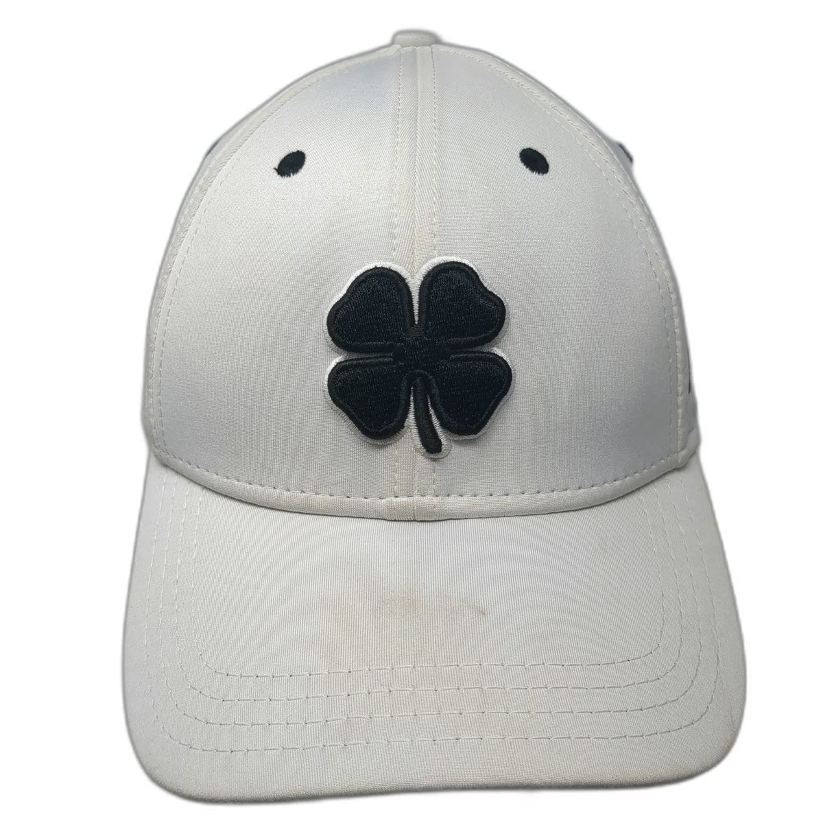 Black Clover Baseball Cap White XL Live Lucky Fitted Clover Embroidered Golf Hat